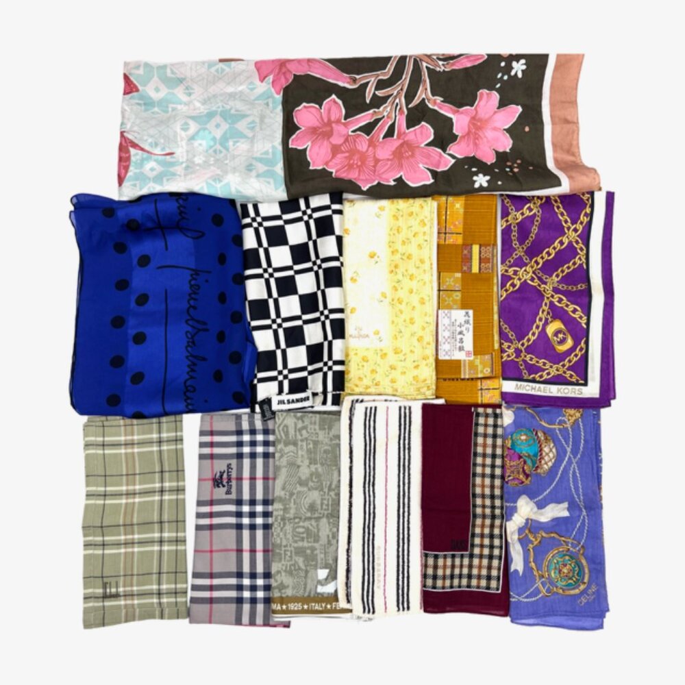 BULK  SALE FOR RESAE:: 18 Handkerchiefs +2 Scarf: BURBERRY-Celine-Fendi-More(#2)